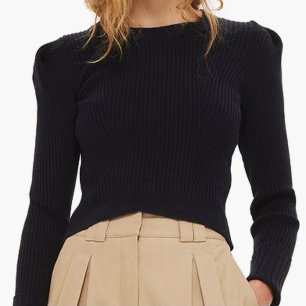 Black Ribbed Long Sleeve Top